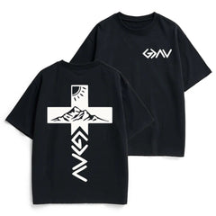 God Is Greater Than Highs And Lows Mountain Cross Double Sided Unisex Shirt