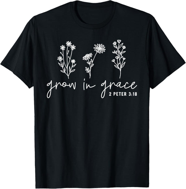Men's "Grow In Grace" Inspirational Easter Graphic T-Shirt Men's Positive Faith Quote Casual Tee