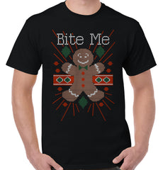 Ugly Christmas Bite Gingerbread Man Stitch Womens or Mens Crewneck T Shirt Tee