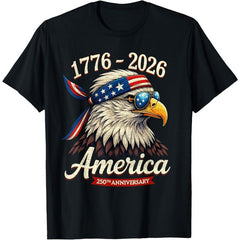 250 Years America Anniversary 1776 Bald Eagle 250th Birthday US Flag T-Shirt