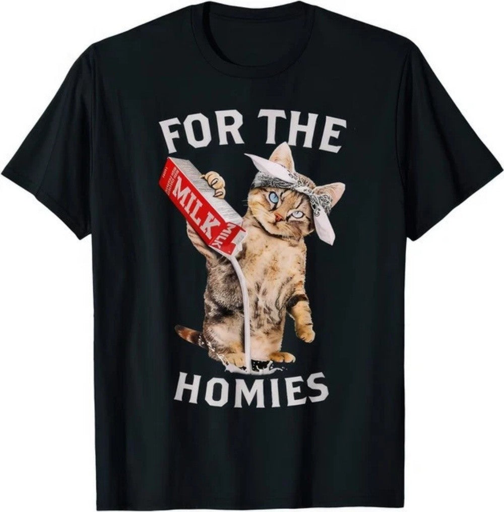 Milk Cat For The Homies Funny Cute Meme Cat Graphic Unisex T Shirt
