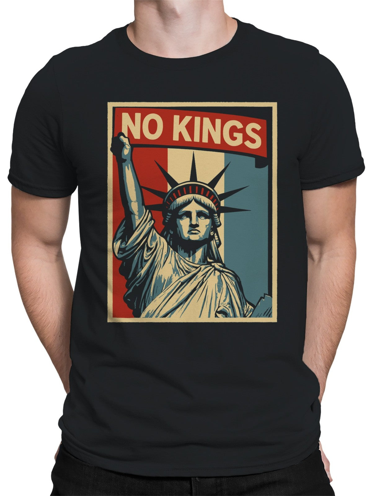 Men's No Kings Patriotic Statue of Liberty Graphic T-Shirt