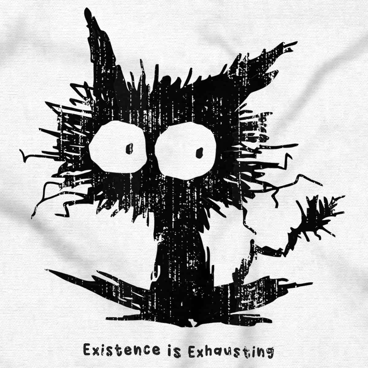 Funny Scared Cat Existence is Exhausting Hoodie Hooded Sweatshirt Men Women