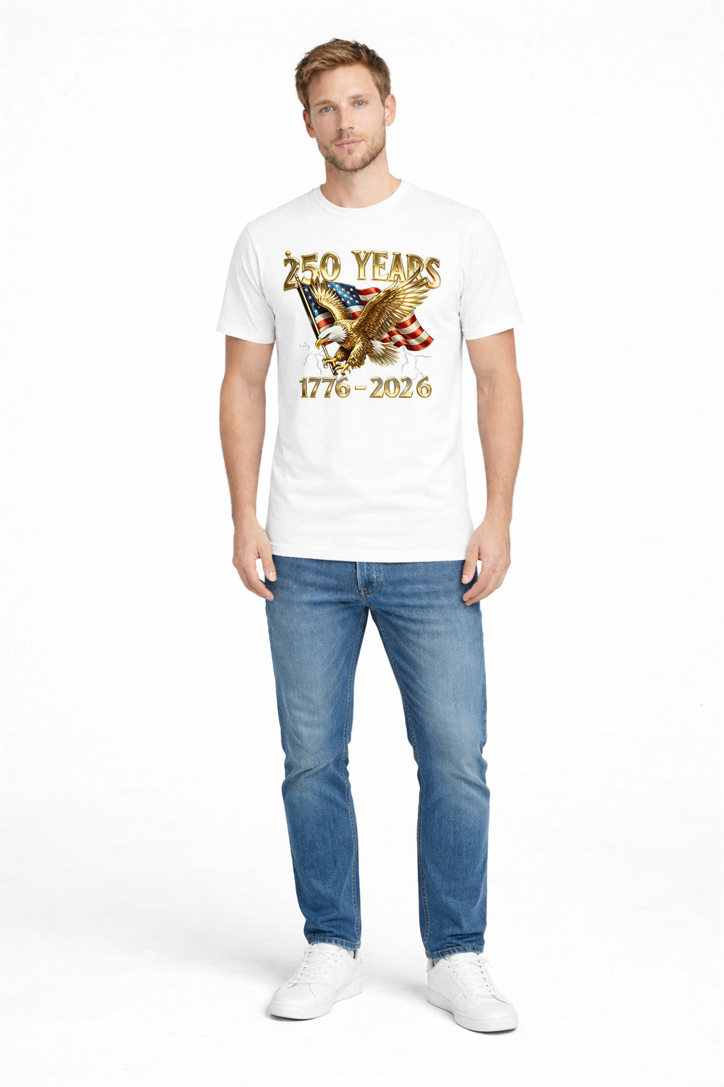 250 Years 1776-2026 Patriotic Eagle American Flag T Shirt
