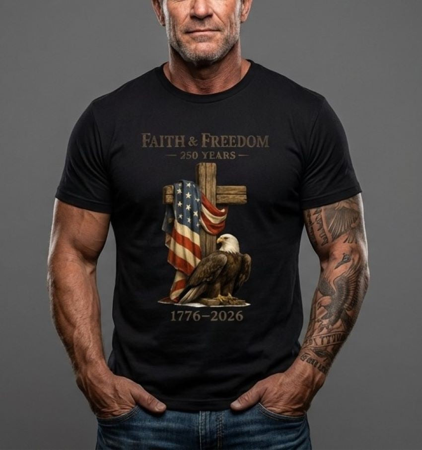 USA 250th Anniversary Eagle Faith & Freedom Unisex Cotton T-Shirt