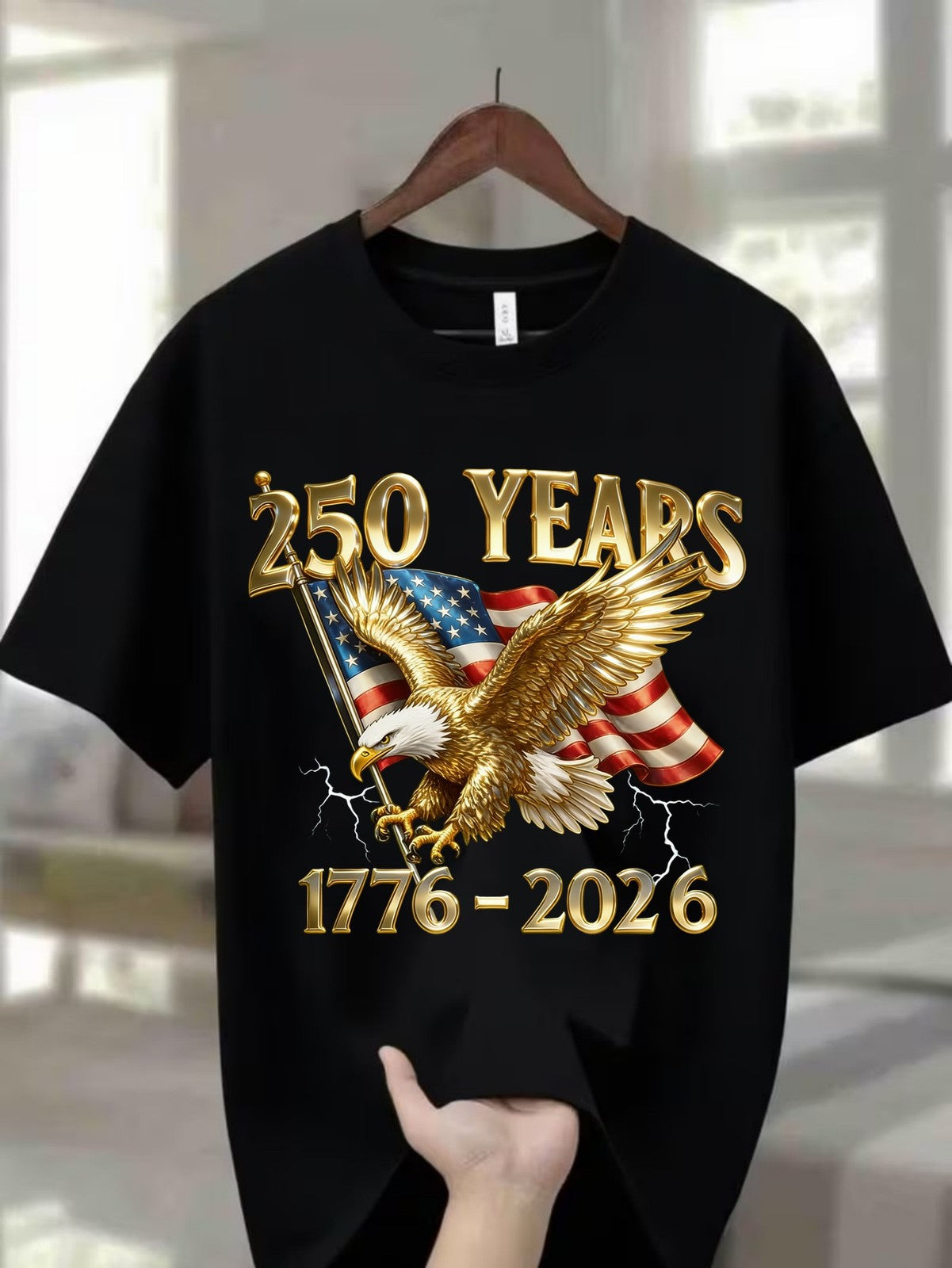 250 Years 1776-2026 Patriotic Eagle American Flag T Shirt