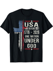USA 250 Years One Nation Under God 1776 2026 Patriotic Graphic T Shirt Tee