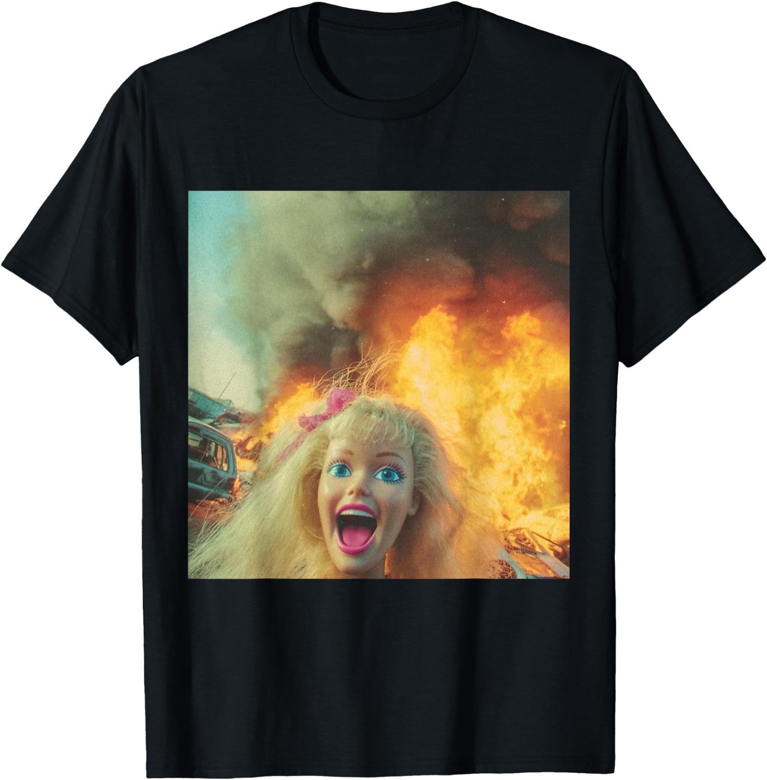 Funny Creepy Cute Doll Face Meme Unisex Graphic Tee Weird Expression Humor Top