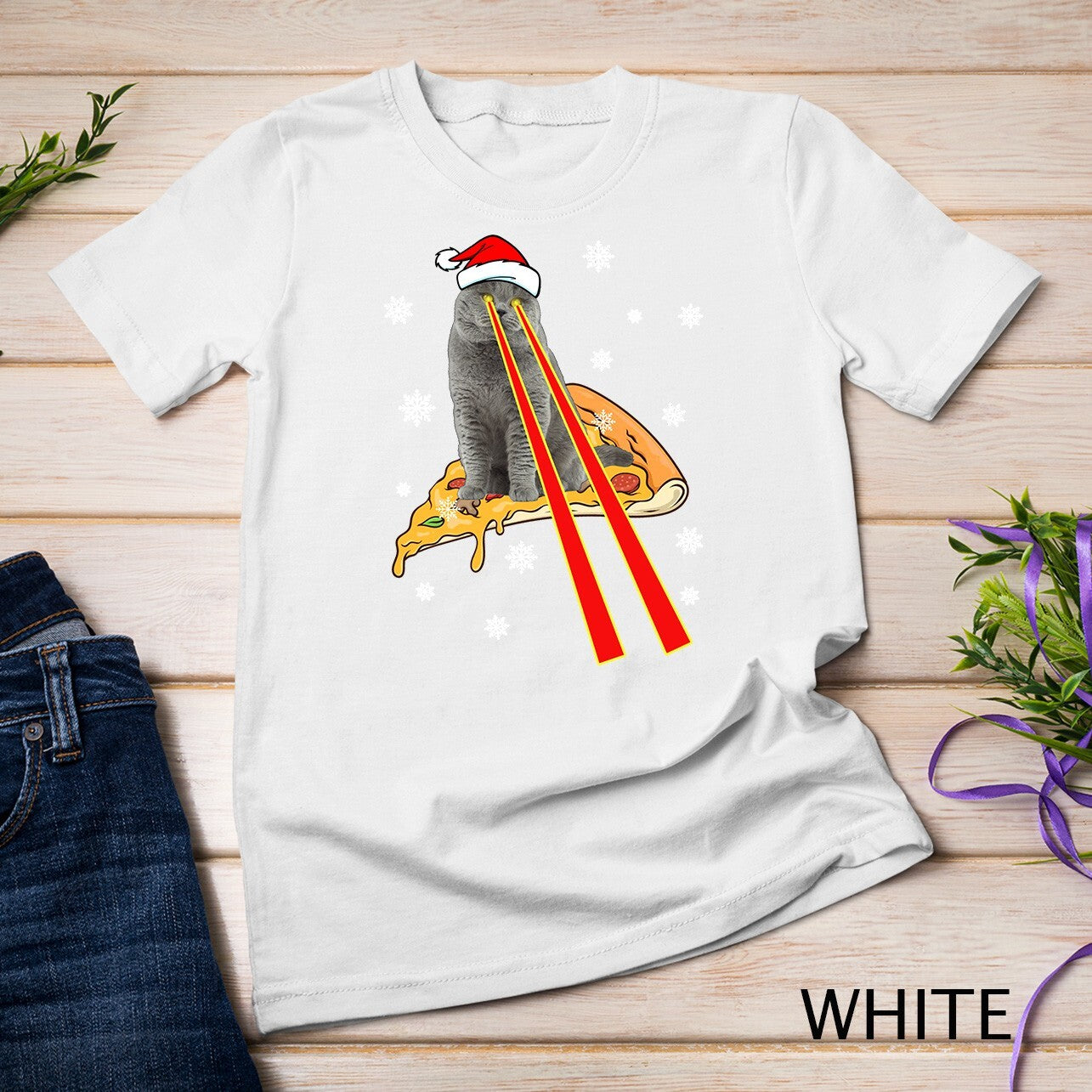 Cat With Laser Eyes Christmas Tee Unisex T-shirt