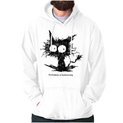 Funny Scared Cat Existence is Exhausting Hoodie Hooded Sweatshirt Men Women