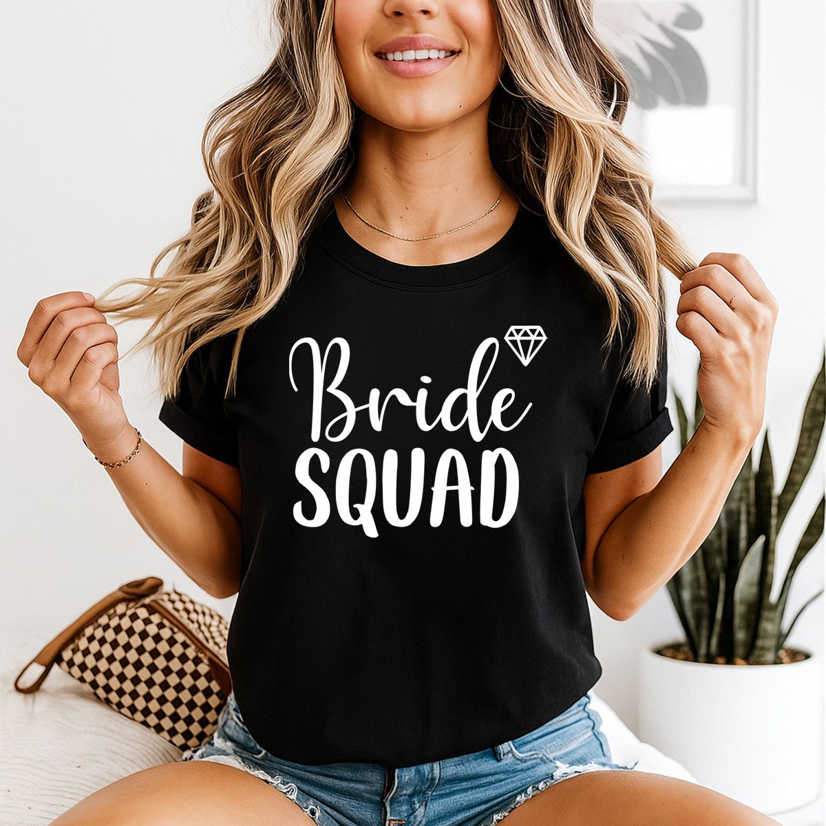 Bride To Be Bride Squad Womens T Shirt Hen Party Bridal Shower Tee