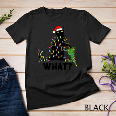 Funny Black Cat Pushing Christmas Tree Over Cat Christmas T-Shirt Unisex T-shirt