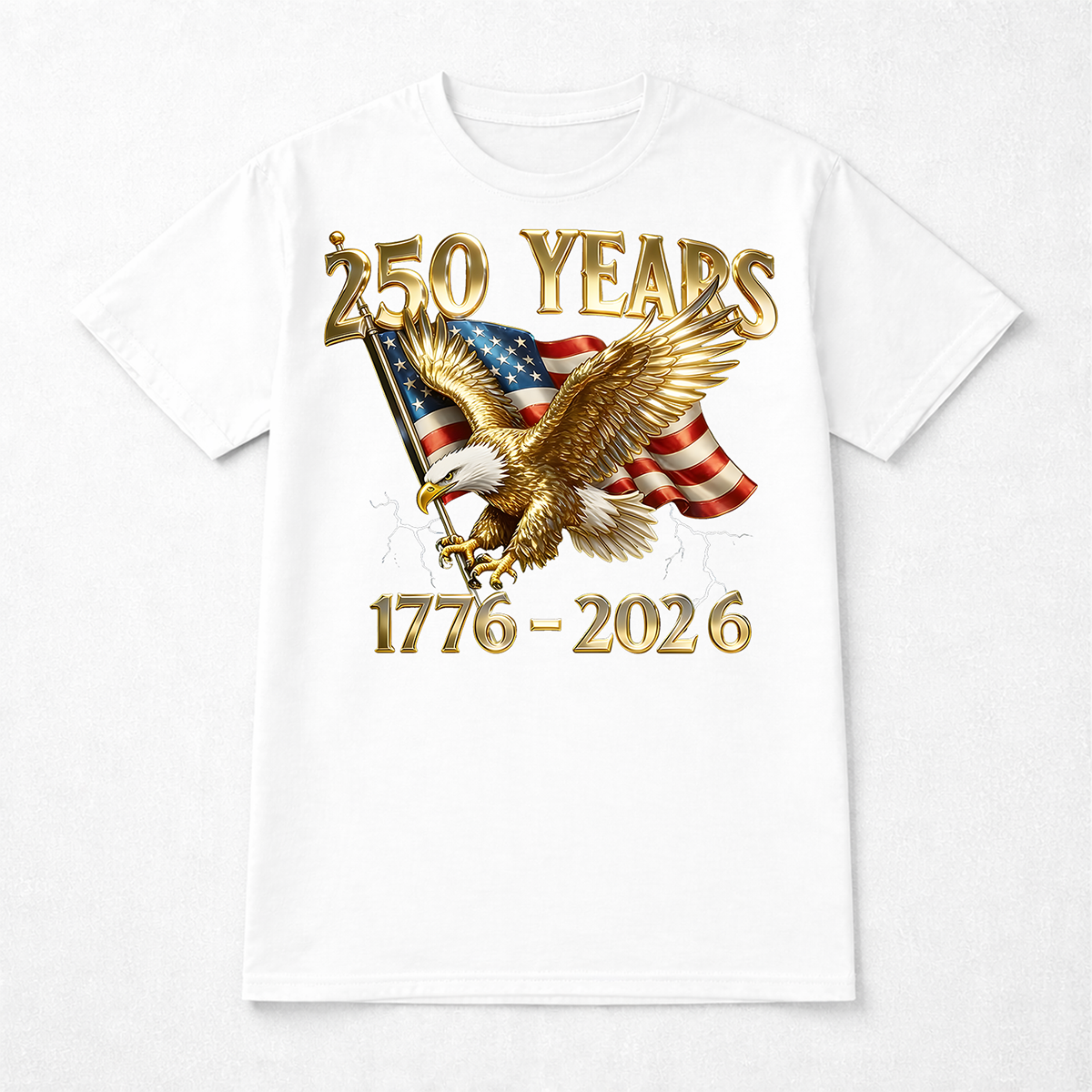 250 Years 1776-2026 Patriotic Eagle American Flag T Shirt