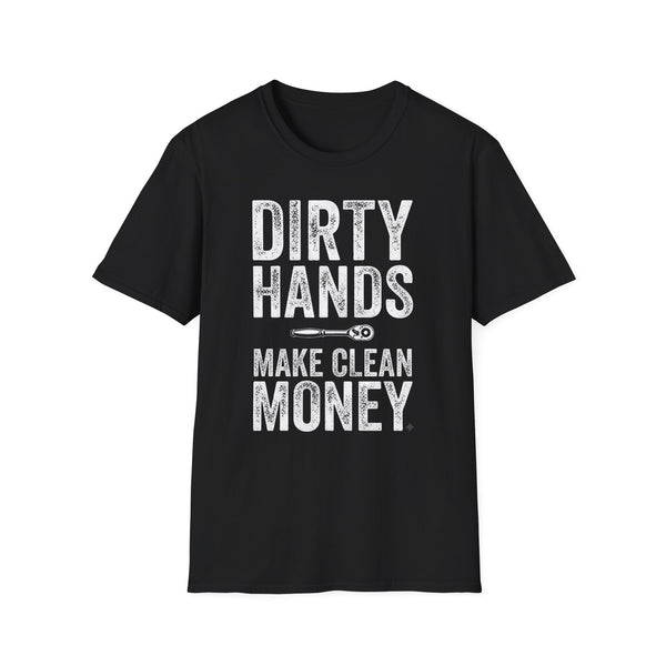 Men's "Dirty Hands Make Clean Money" Mechanic Graphic T-Shirt Men's Tradesman Humor Dad Casual Statement Tee