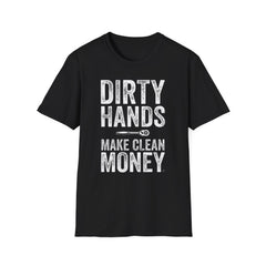 Men's "Dirty Hands Make Clean Money" Mechanic Graphic T-Shirt Men's Tradesman Humor Dad Casual Statement Tee