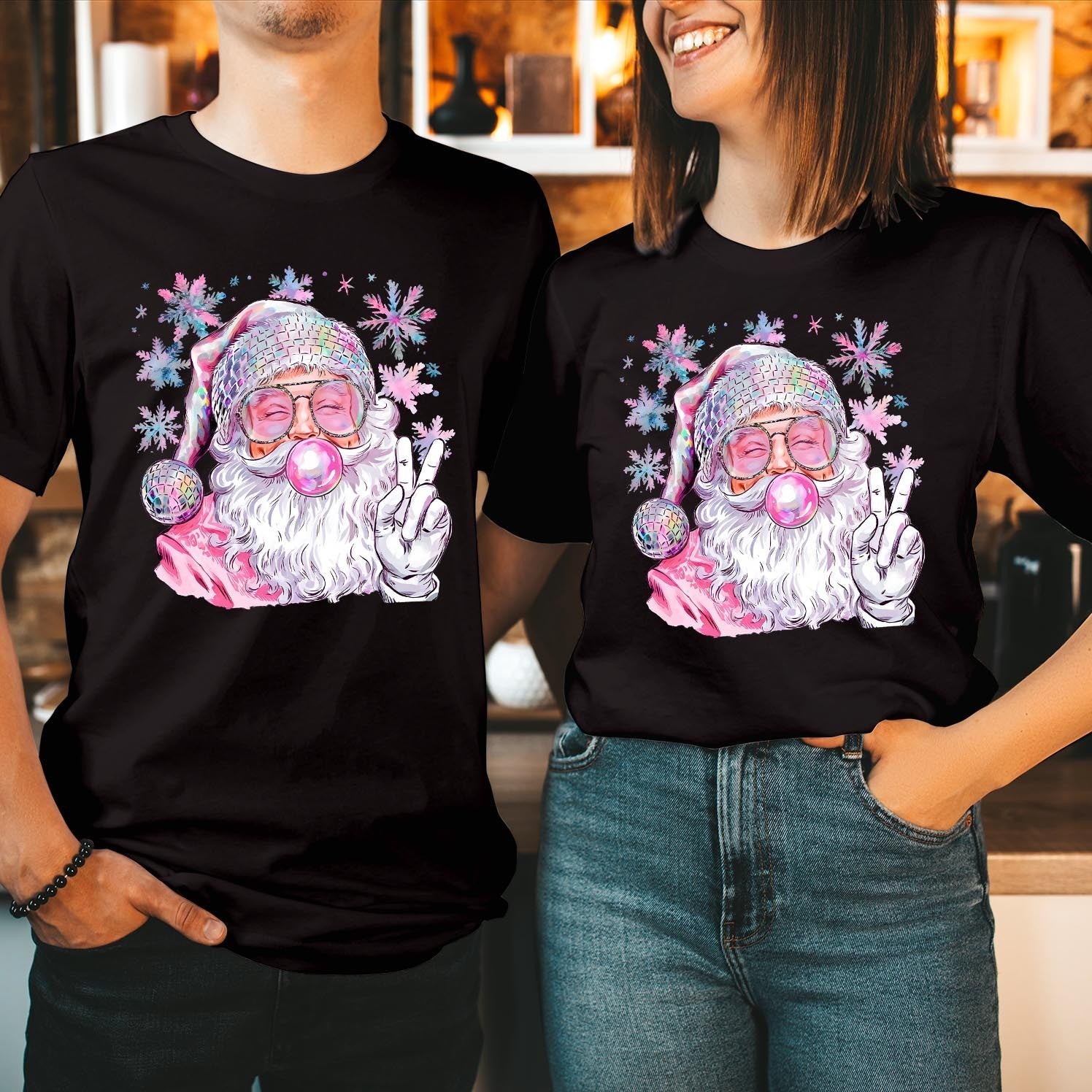 Disco Santa Christmas T-Shirt Funny Xmas Gift
