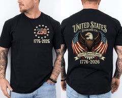 250 Years American Flag Bald Eagle 250th Anniversary USA Front & Back T-Shirt