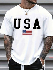 Men's "USA" Patriotic Flag Graphic T-Shirt Men's Independence Day American Pride Casual Tee