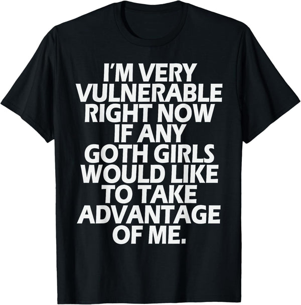 Men's Playful Goth Humor Graphic T-Shirt Men's Dark Aesthetic Quote Casual Tee