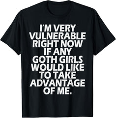 Men's Playful Goth Humor Graphic T-Shirt Men's Dark Aesthetic Quote Casual Tee