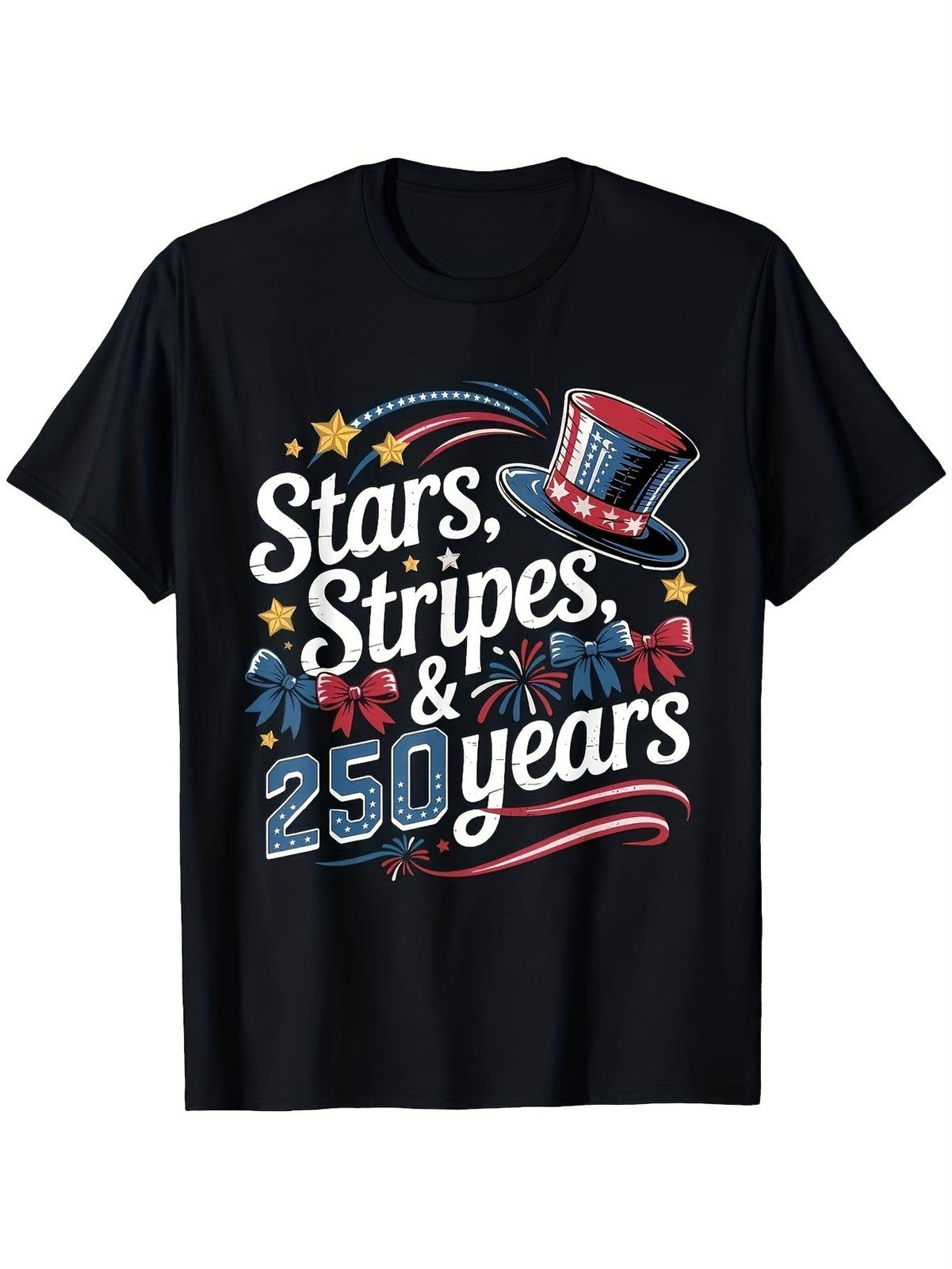 Stars Stripes 250 Years USA Patriotic American Flag Independence Day Unisex Tee