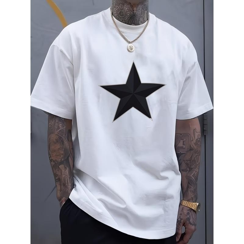 Black Star Graphic Oversized Streetwear Bold Geometric Unisex Tee