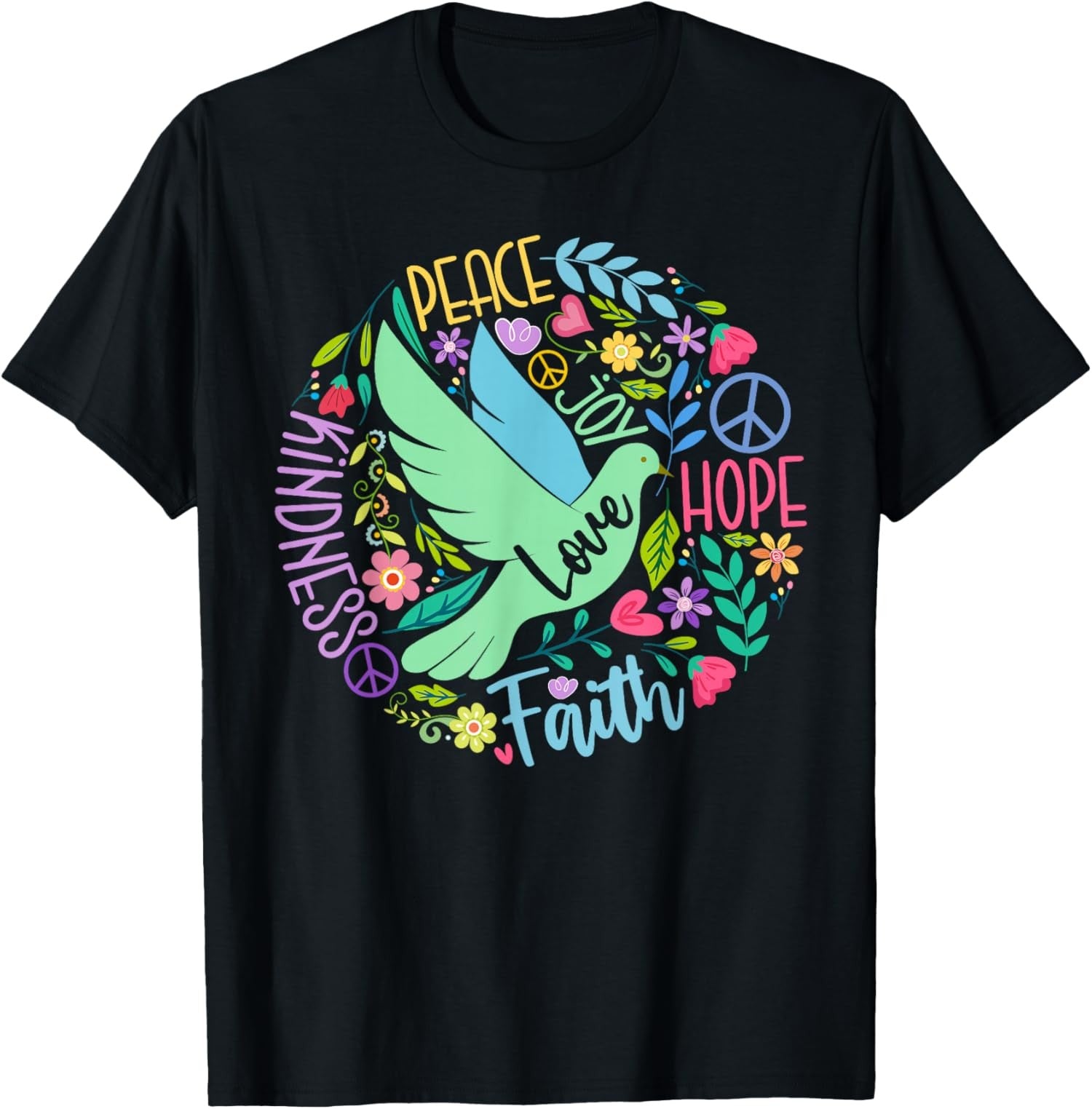 Groovy Hippie Peace Hope Love Peace Bird World Unisex T-Shirt