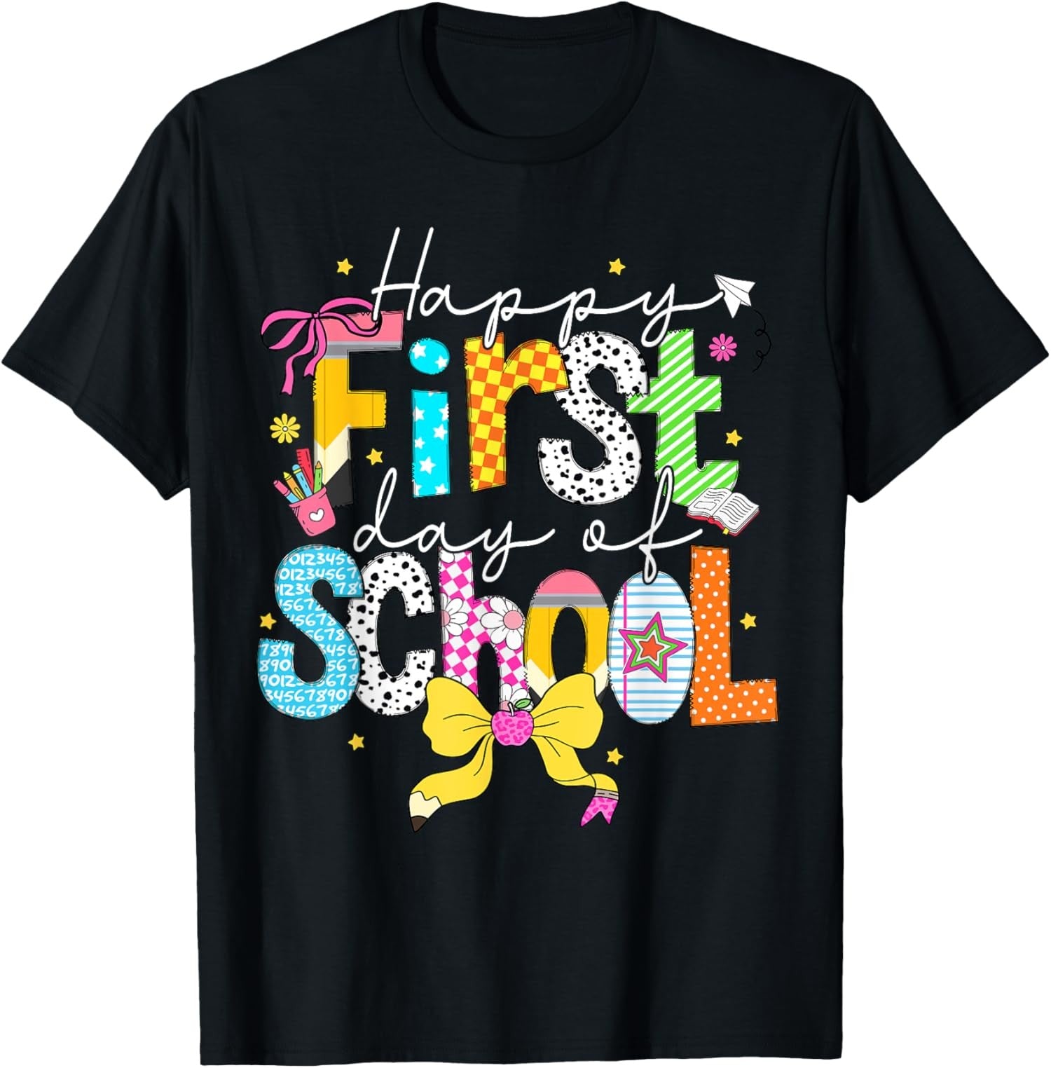 First Day of School Pencil Bow Shirt for Teachers and Unisex T-Shirt