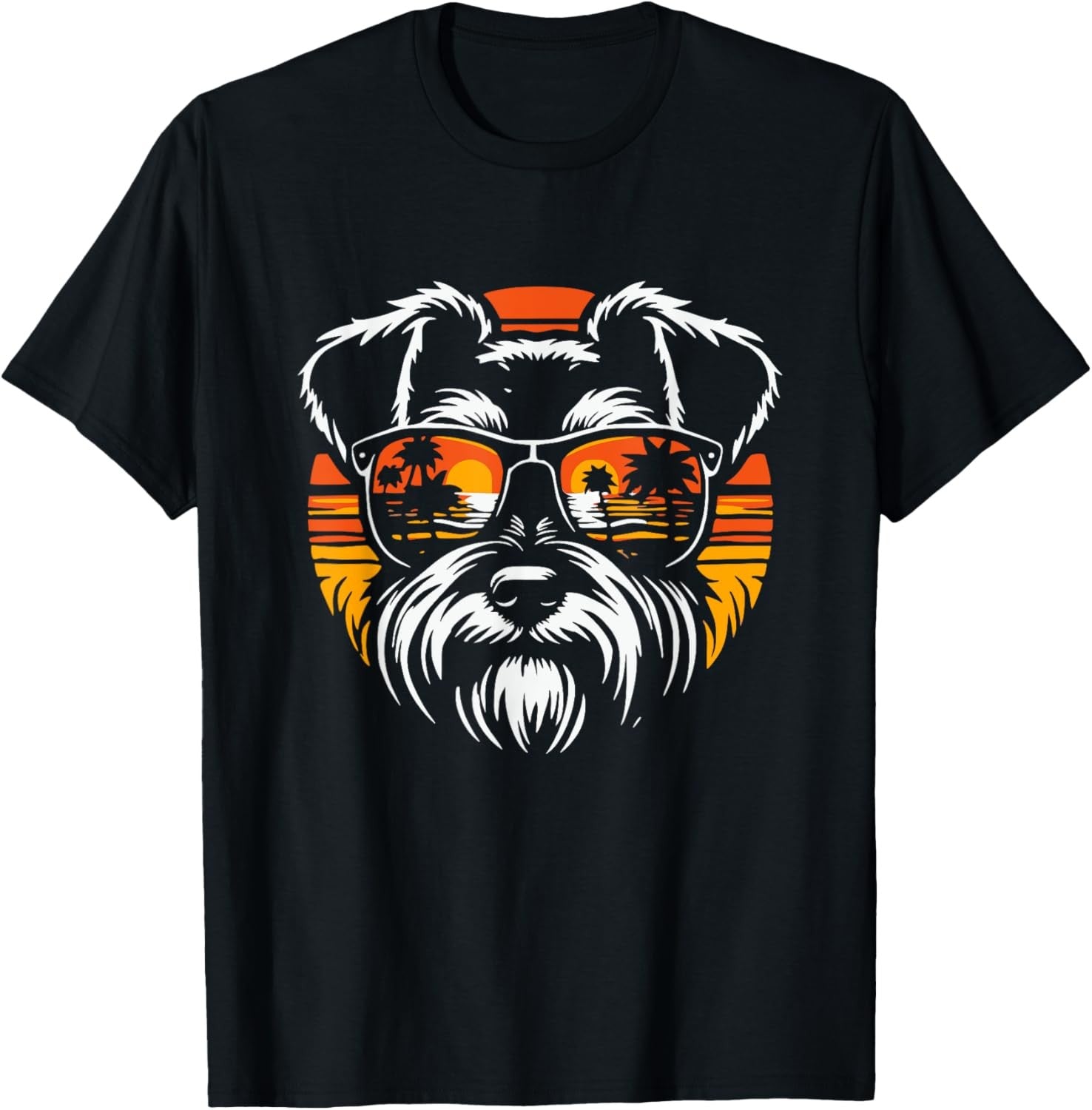 Cool Miniature Schnauzer With Sunglasses Dog Graphic Design T-Shirt
