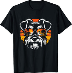 Cool Miniature Schnauzer With Sunglasses Dog Graphic Design T-Shirt