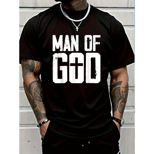 Man of God Cross T-Shirt | Christian Religious Graphic Tee 100% cotton