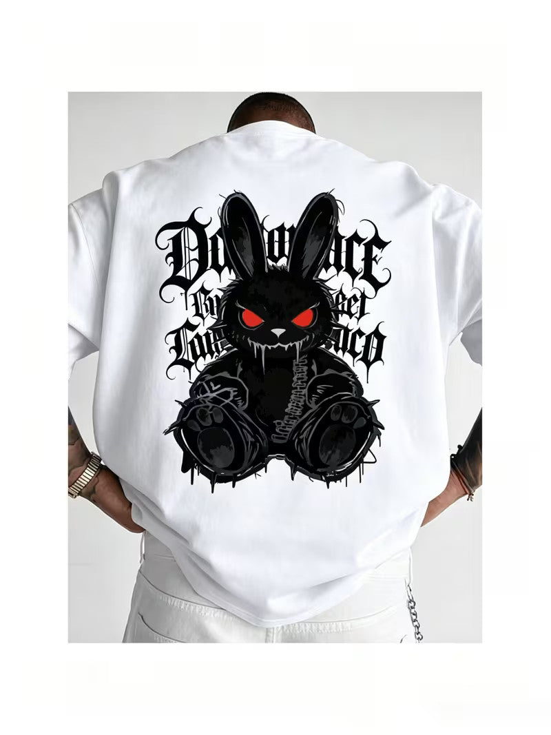 Men's Dark Rabbit Graphic T Shirt Gothic Streetwear Graffiti Urban Fashion Tee