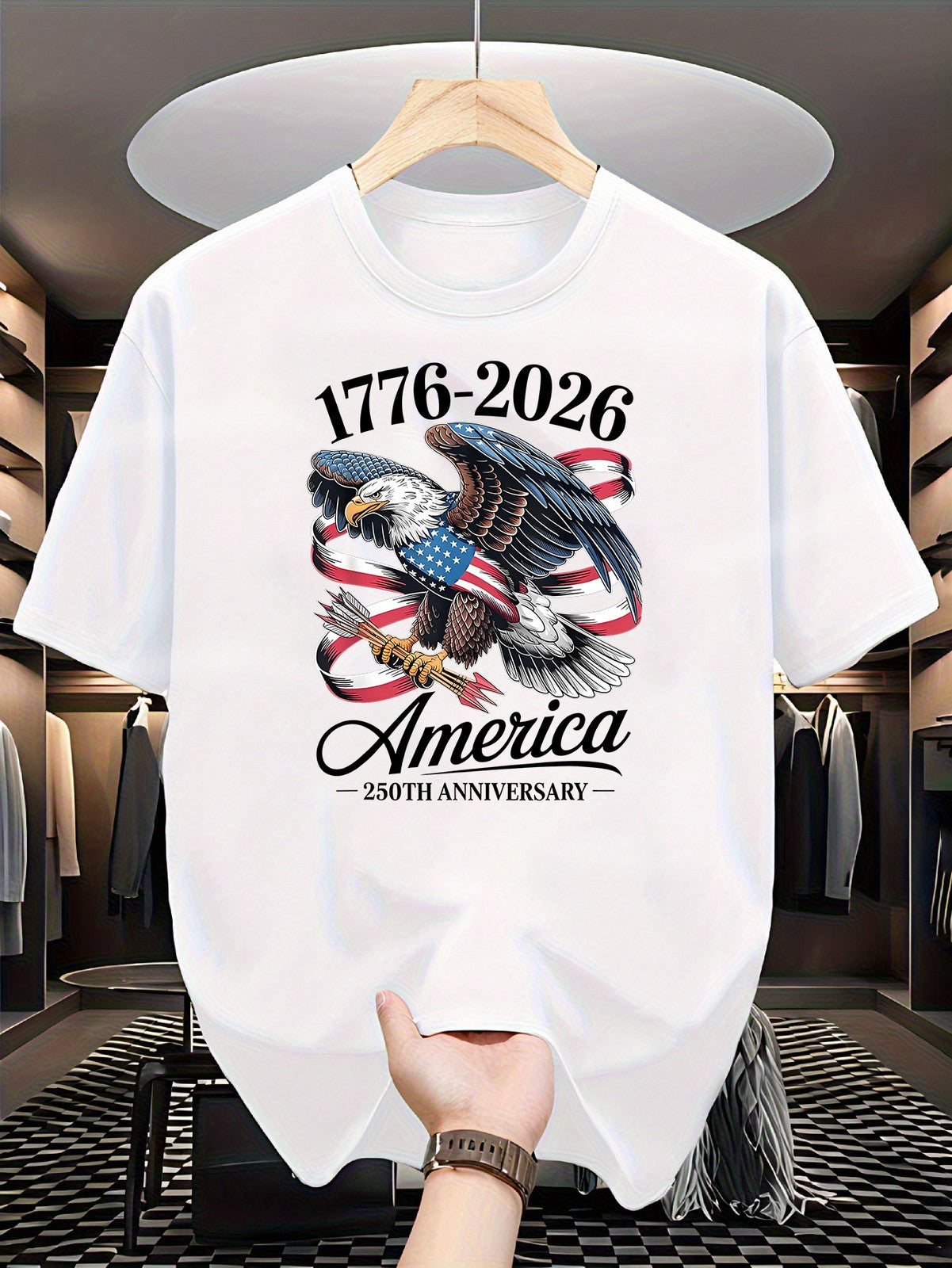 USA 250th Anniversary 1776-2026 Eagle Flag Patriotic July 4th T-Shirt