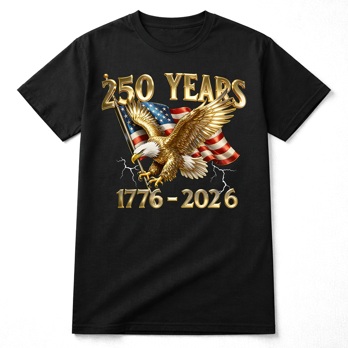 250 Years 1776-2026 Patriotic Eagle American Flag T Shirt