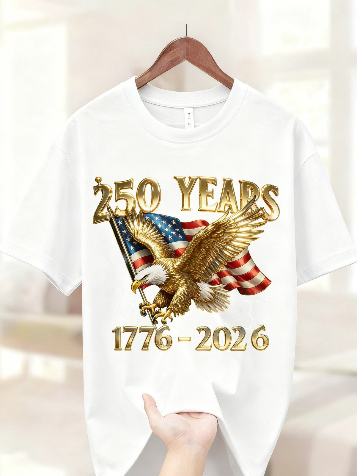 250 Years 1776-2026 Patriotic Eagle American Flag Graphic Unisex T Shirt